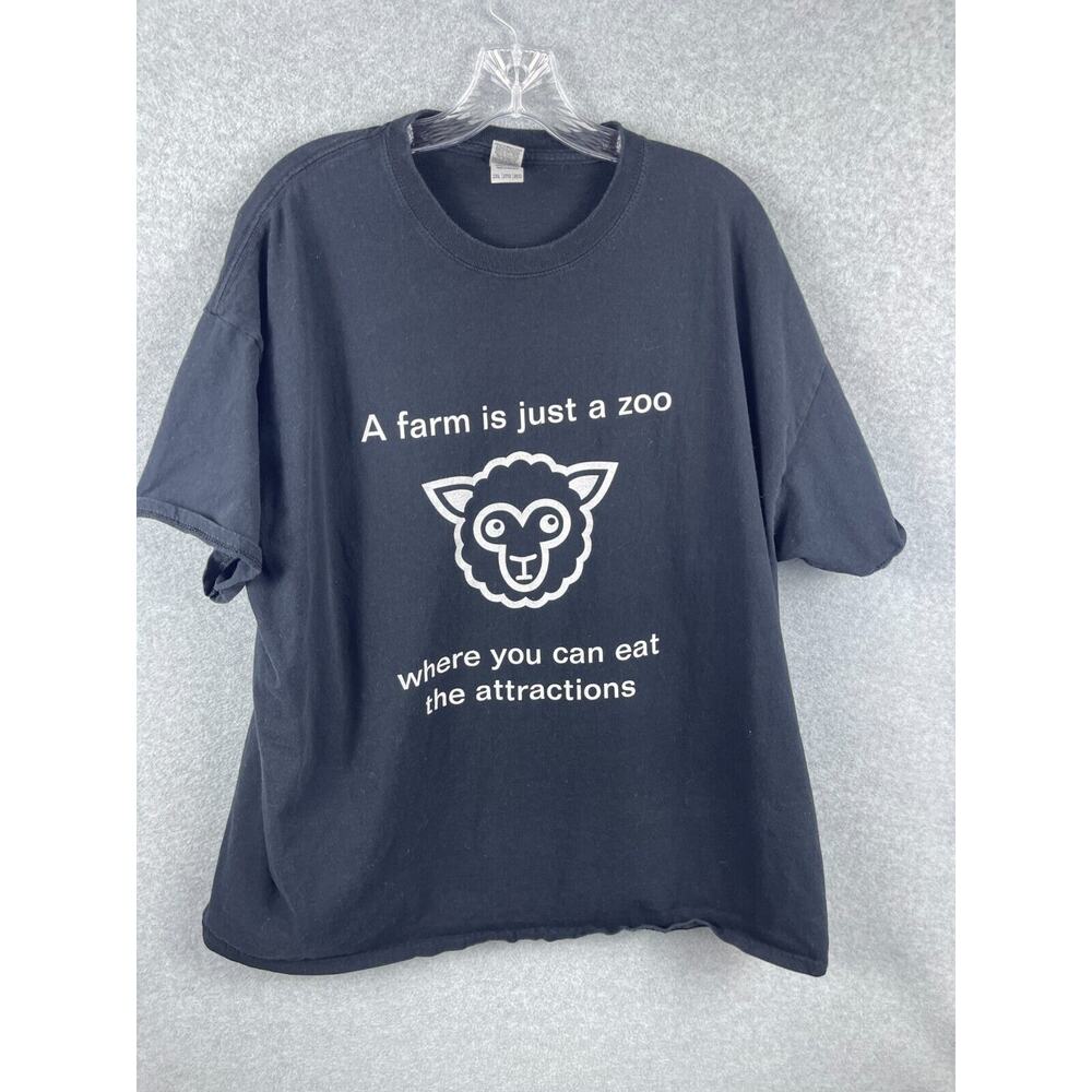 A Farm is a Zoo Where You Can Eat The Animals Shirt Men's 2XL Black Short Sleeve